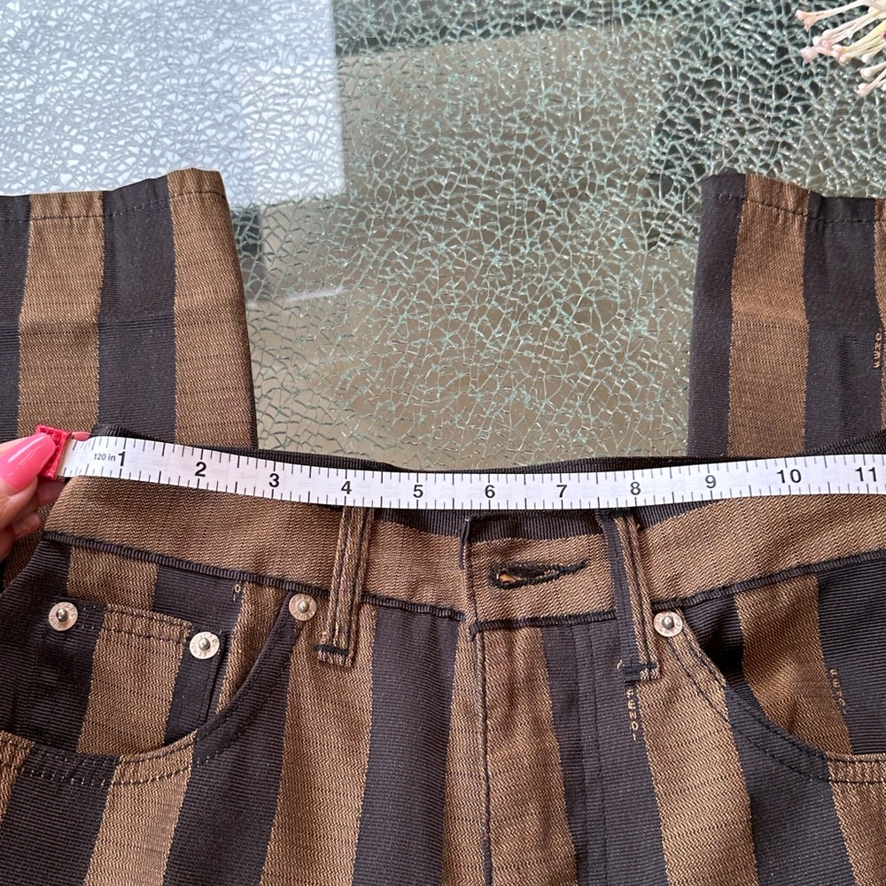 FENDI BROWN ON BROWN STILT LEG STRIPED DENIM PANT SEXY ROMA AMOR EUC - Picture 5 of 14